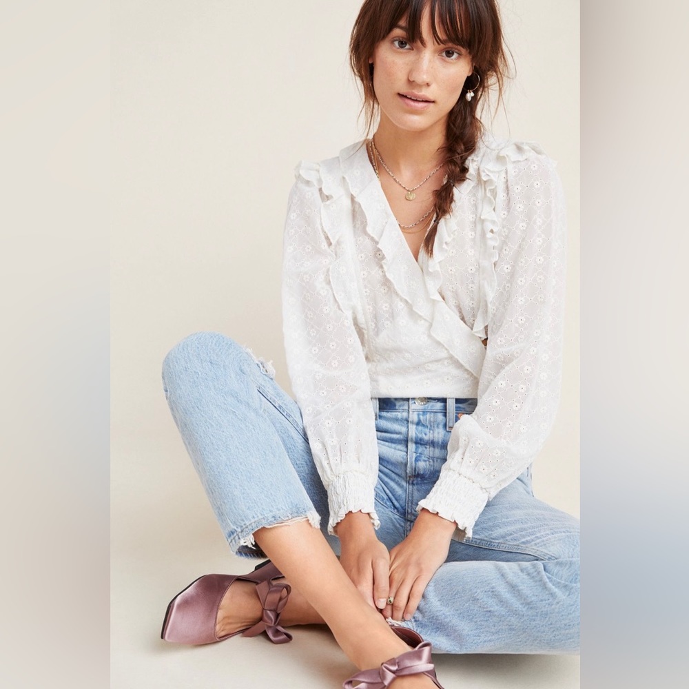 Anthropologie Maeve Laila Ruffled Wrap Blouse a XS/US 2